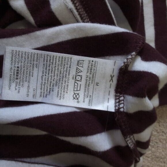 Gap Pima Cotton Nautical Striped Resort Coastal Boatneck Burgundy Dress M - Picture 7 of 8